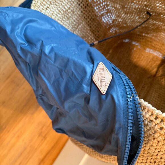 MZ Wallace Raffia Tote with Blue Nylon trim - Picture 6 of 6